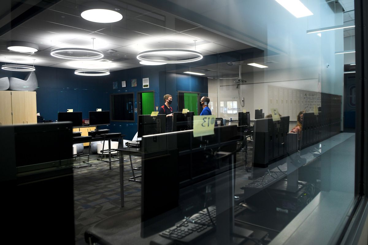 The computer lab is shown at newly remodeled Horizon Middle School in Spokane Valley on Friday.  (Kathy Plonka/The Spokesman-Review)