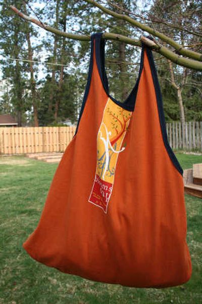 
Don't like the way you look in your boxy Bloomsday T-shirt? Perform T-shirt surgery on it and transform it into a tube top, a skirt, or this tote bag. Special to 
 (Megan Cooley Special to / The Spokesman-Review)