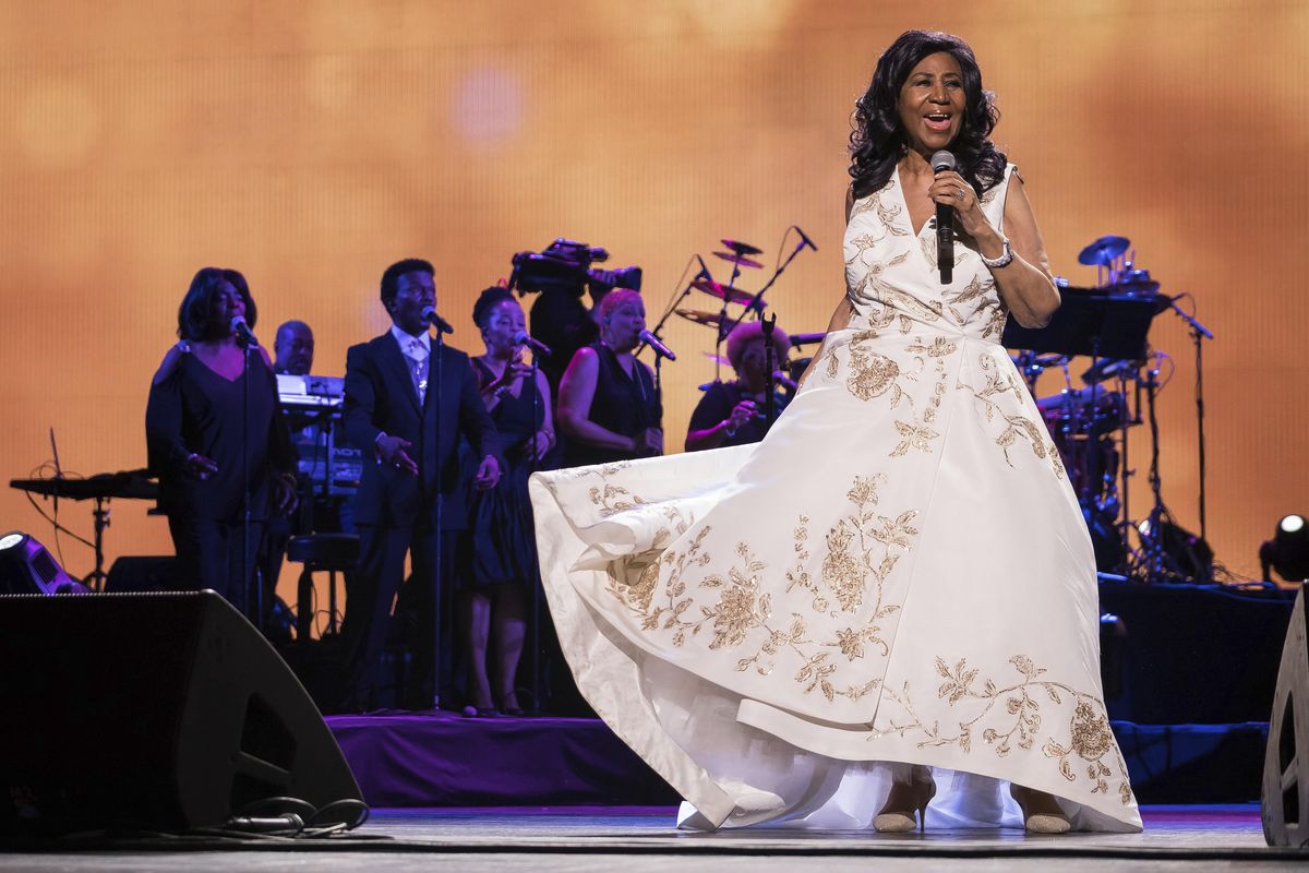 FILE- In this April 19, 2017, file photo, Aretha Franklin performs at the world premiere of "Clive Davis: The Soundtrack of Our Lives" at Radio City Music Hall, during the 2017 Tribeca Film Festival in New York. A person close to Franklin said on Monday that the 76-year-old singer is ill. Franklin canceled planned concerts earlier this year after she was ordered by her doctor to stay off the road and rest up. (Charles Sykes/Invision / Associated Press)