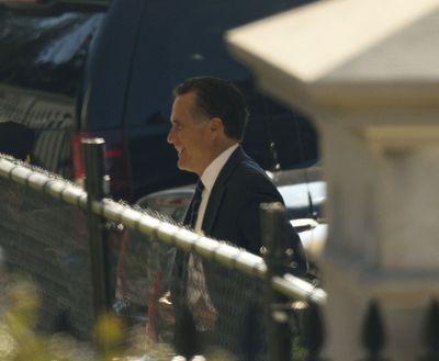 Former Republican presidential candidate Mitt Romney arrives at the White House on Thursday. (Associated Press)