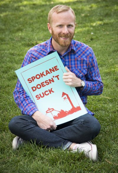 Derrick Oliver is running a Kickstarter campaign to make merchandise saying “Spokane Doesn’t Suck.” (Colin Mulvany)