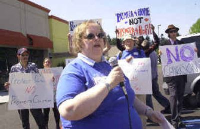 
Protesters picket the final day of a two-week hearing on the proposal being held in Tumwater, Wash.  Protesters picket the final day of a two-week hearing on the proposal being held in Tumwater, Wash.  
 (Richard Roesler/Richard Roesler/ / The Spokesman-Review)