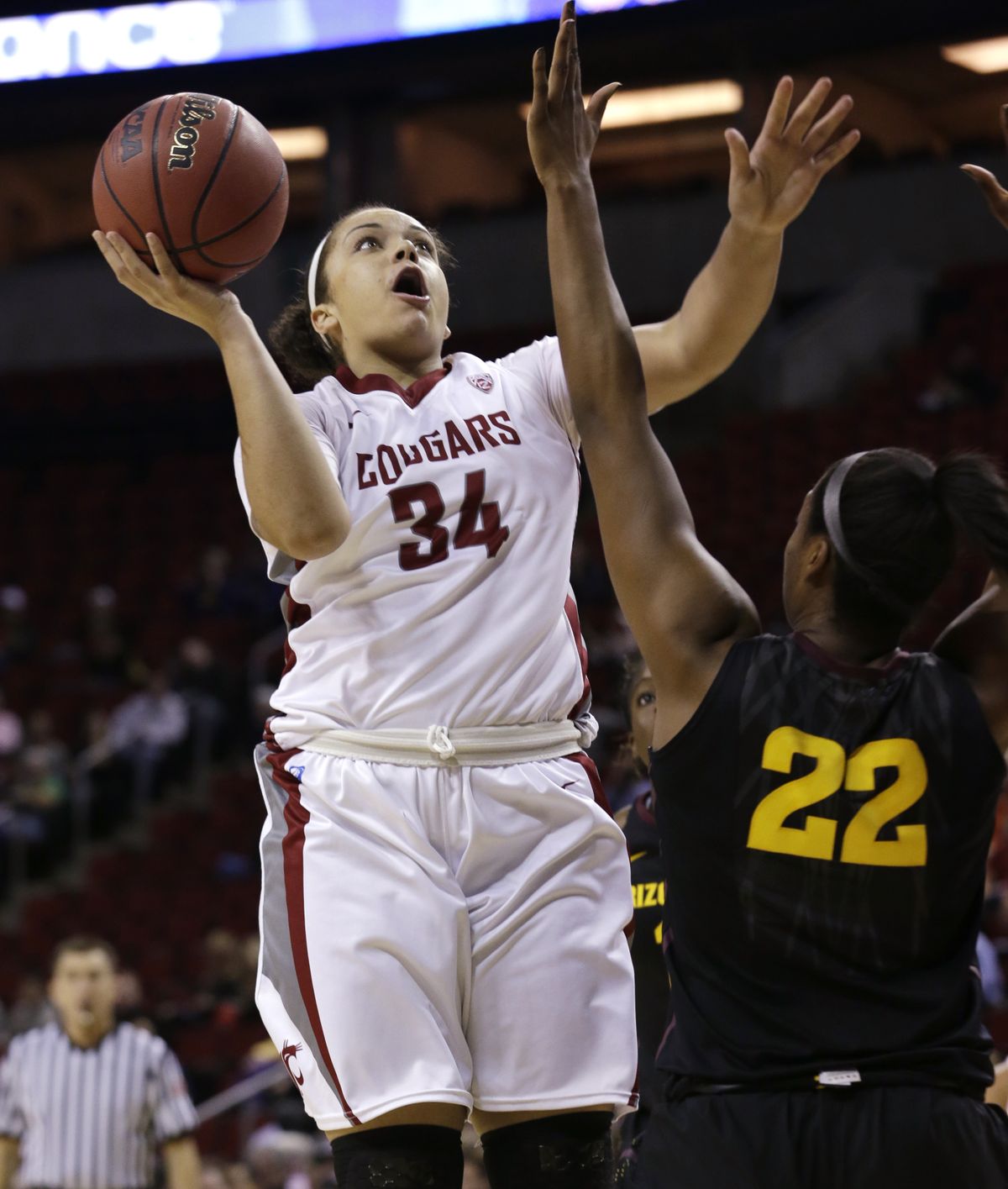 WSU’s Mariah Cooks came off the bench to score key baskets. (Associated Press)