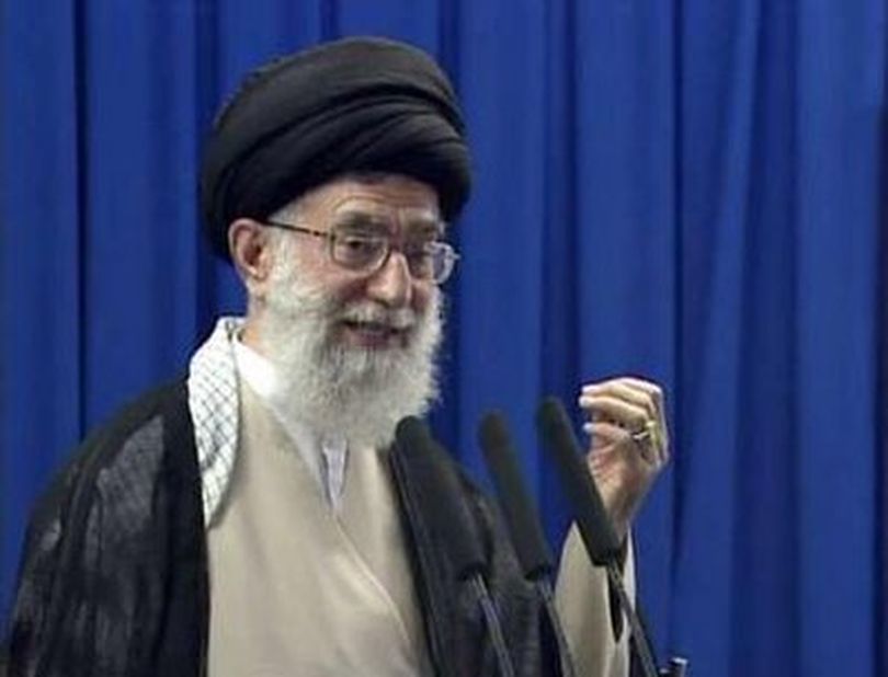 EDITORS' NOTE: Reuters and other foreign media are subject to Iranian restrictions on leaving the office to report, film or take pictures in Tehran. Iran's Supreme Leader Ayatollah Ali Khamenei gives his Friday prayer sermon at Tehran University in this video grab June 19, 2009. Khamenei appealed for calm on Friday and attacked 