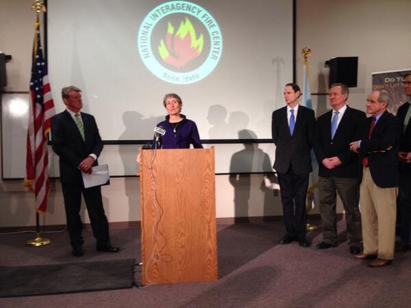 Interior Secretary Sally Jewell speaks at the National Interagency Fire Center in Boise on Monday (Aaron Kunz)