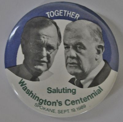 Button from a 1989 event in Riverfront Park with President Bush and House Speaker Tom Foley. (Jim Camden)