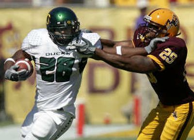 
Robert James, right, and the Sun Devils are 6-0 but are still ranked behind Pacific-10 Conference foes Cal, Oregon and USC. Associated Press
 (File Associated Press / The Spokesman-Review)