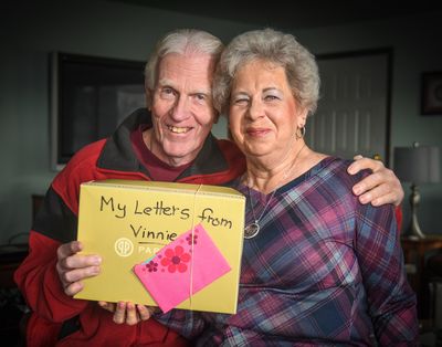 Vinnie and Barb Beck have been married 50 years. They started as pen pals when he was serving in the U.S. Army in Vietnam. The box contains letters after they met in Seattle.  (DAN PELLE/THE SPOKESMAN-REVIEW)