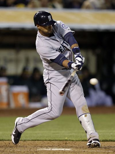 Franklin Gutierrez hit a two-run single in the fifth for the M’s. (Associated Press)