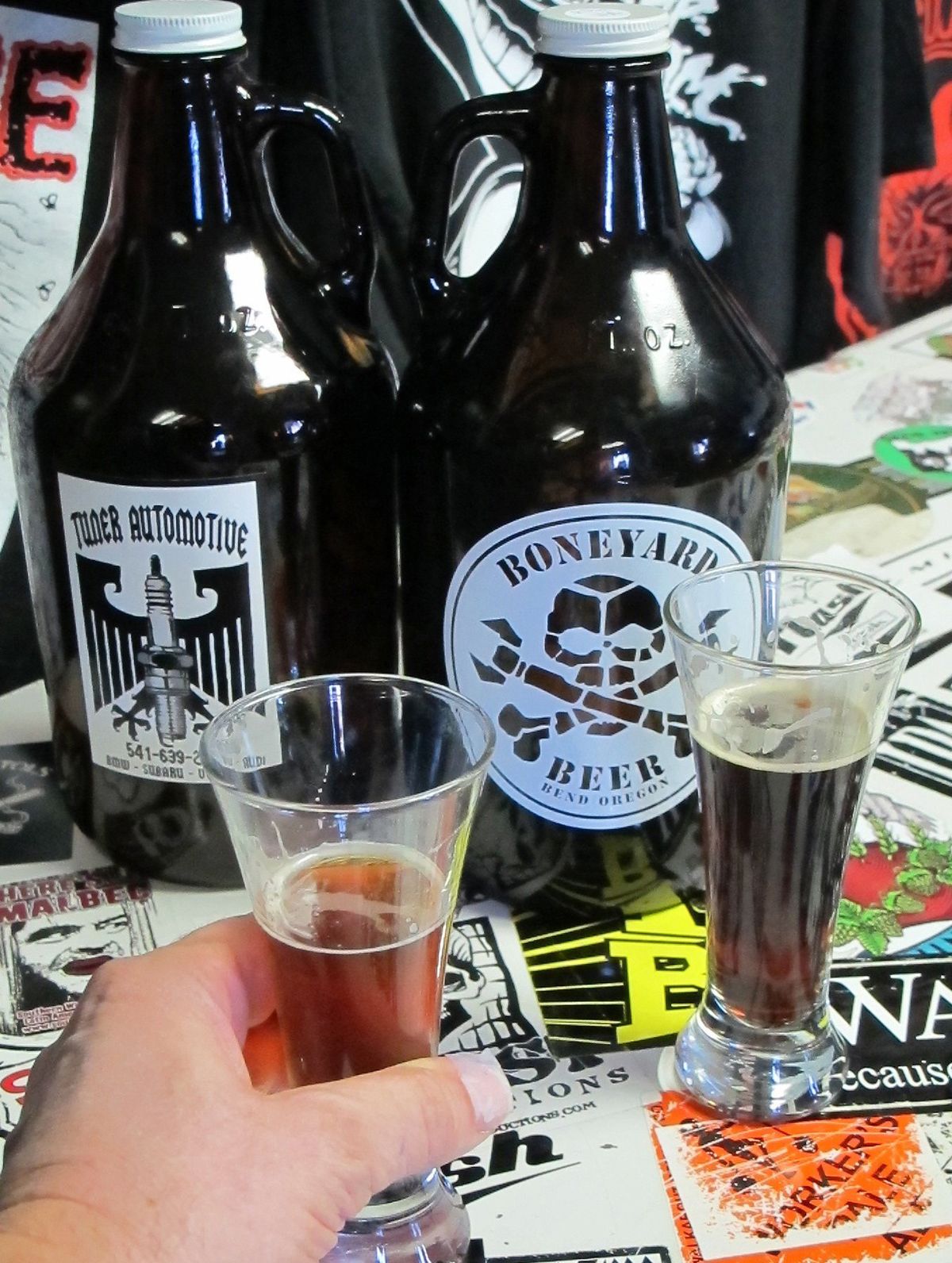 Beer glasses and growlers in Bend’s Boneyard Beer tasting room. Tour the town’s brew houses on your own with a copy of the Bend Ale Trail map, or – if the Cycle Pub is too daunting – sign up for a $45 guided tour and let the Bend Brew Bus be your designated driver.