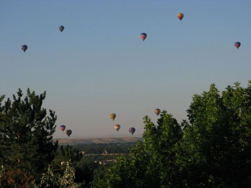 Thirty hot-air balloons launched in downtown Boise on Friday as part of the Spirit of Boise Balloon Classic. (Betsy Russell)