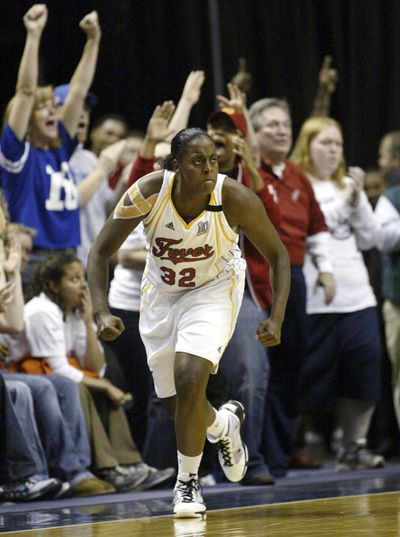 Indiana’s Ebony Hoffman celebrates after hitting a 3-pointer during the second half of the Fever’s 86-85 victory. (Associated Press / The Spokesman-Review)