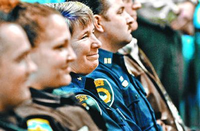 
Coeur d'Alene Police Chief Wendy Carpenter, center, attends the groundbreaking of the new federal courthouse  in Coeur d'Alene on Tuesday. 
 (Kathy Plonka / The Spokesman-Review)