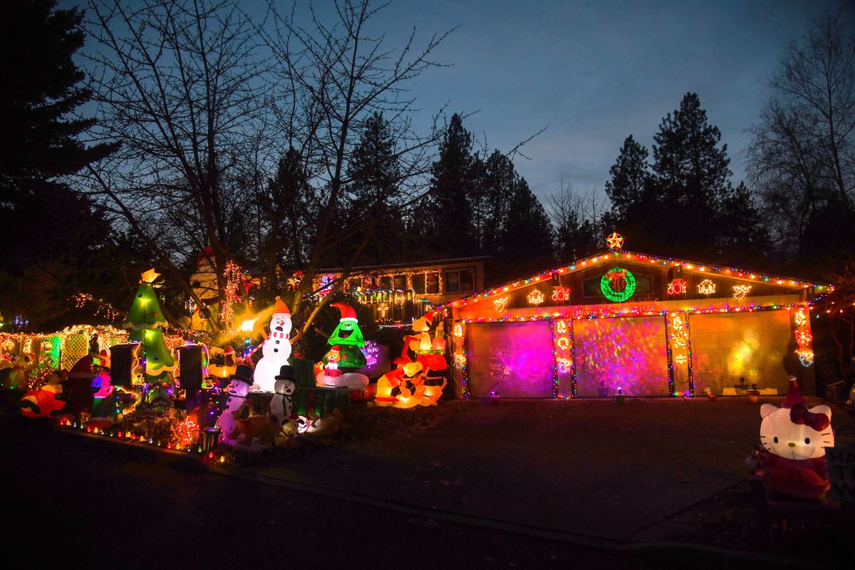 Chris Sheppard has more than 70 inflatables and thousands of lights in her Christmas display, seen here Dec. 10 at 1722 S. Bettman Road in Spokane Valley.  (Dan Pelle/The Spokesman-Review)