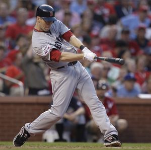 ORG XMIT: MLB196 American League's Jason Bay of the Boston Red Sox hits a single during the first inning of the MLB All-Star baseball game in St. Louis, Tuesday, July 14, 2009. (AP Photo/Jeff Roberson) (Jeff Roberson / The Spokesman-Review)