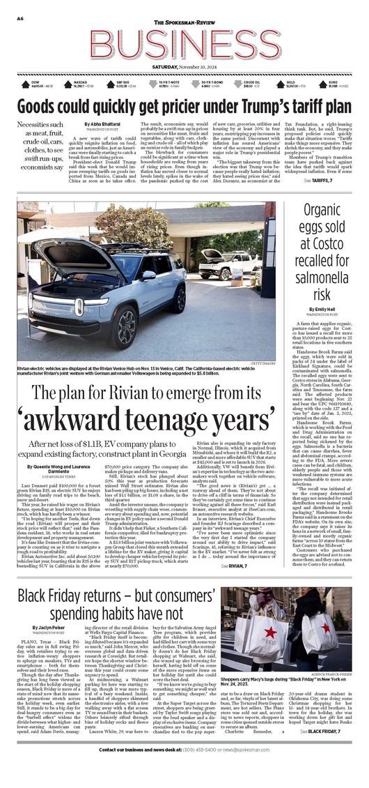 Business Front Page for Nov. 30, 2024 The SpokesmanReview