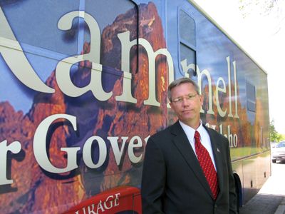 Rex Rammell, shown with his campaign RV, announced in mid-May that he’s running for governor. (Betsy Z. Russell / The Spokesman-Review)