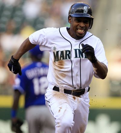 Chone Figgins and M’s couldn’t run from the inevitable – an 11-6 loss to Texas. (Associated Press)