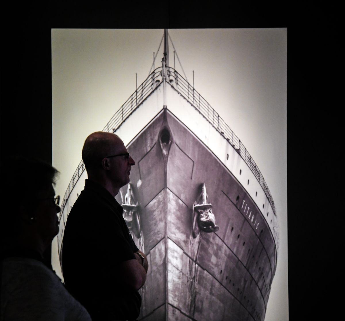 Stephanie Clayton, left, and Neil Worrall view the Titanic display at the Northwest Museum of Arts and Culture, April , 12, 2108 in Spokane, Wash. Dan Pelle/THE SPOKESMAN-REVIEW (Dan Pelle / The Spokesman-Review)