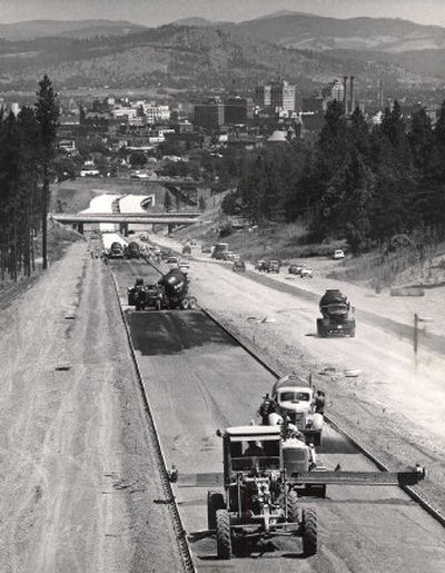 
Crews work on the section of Interstate 90 that links  Latah Creek Bridge to  Cheney Highway in 1964.
 (Spokesman-Review photo archive / The Spokesman-Review)