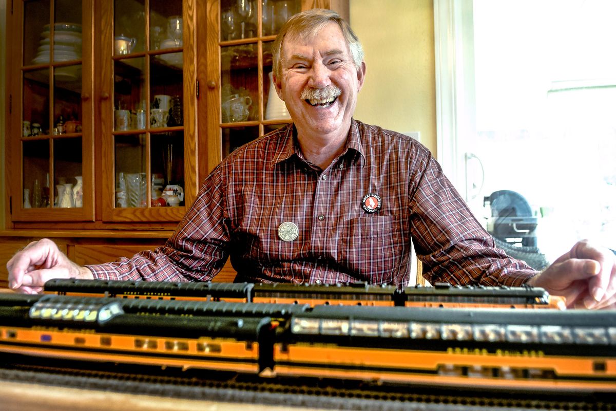 Model railroader Larry Mann talks about his love of all things Great Northern at his home in Spokane Valley on Feb. 13.  (Kathy Plonka/The Spokesman-Review)