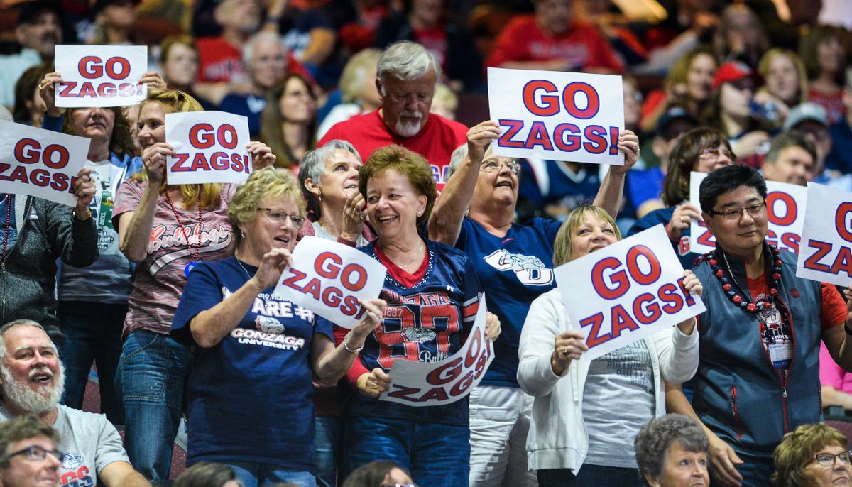 Gonzaga fans cheer on the ladies against San Francisco, Monday, March 5, 2018, at the Orleans Arena in Las Vegas .   (Dan Pelle/THE SPOKESMAN-REVIEW)