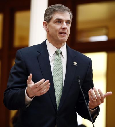 New Jersey Assemblyman Jay Webber, R-Parsippany, speaks against a bill requiring presidential candidates to disclose tax returns in order to appear on ballots in the state during a meeting in the state legislature, Thursday, March 16, 2017, in Trenton, N.J. The measure, which was approved by the assembly, requires presidential and vice presidential candidates to release five years of federal tax returns to appear on the ballot. The bill will head to Republican Gov. Chris Christie to sign or veto. (Julio Cortez / Associated Press)