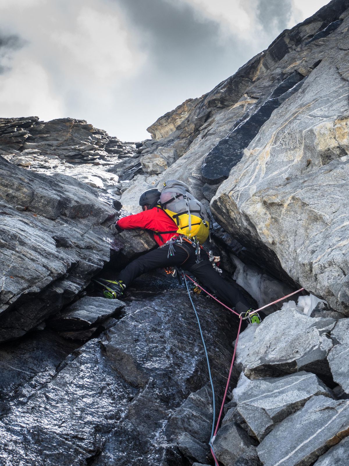 Jess Roskelley climbs a mixed pitch on Changi Tower  on Aug. 13  in Pakistan. (Nelson Neirinck. / Courtesy)