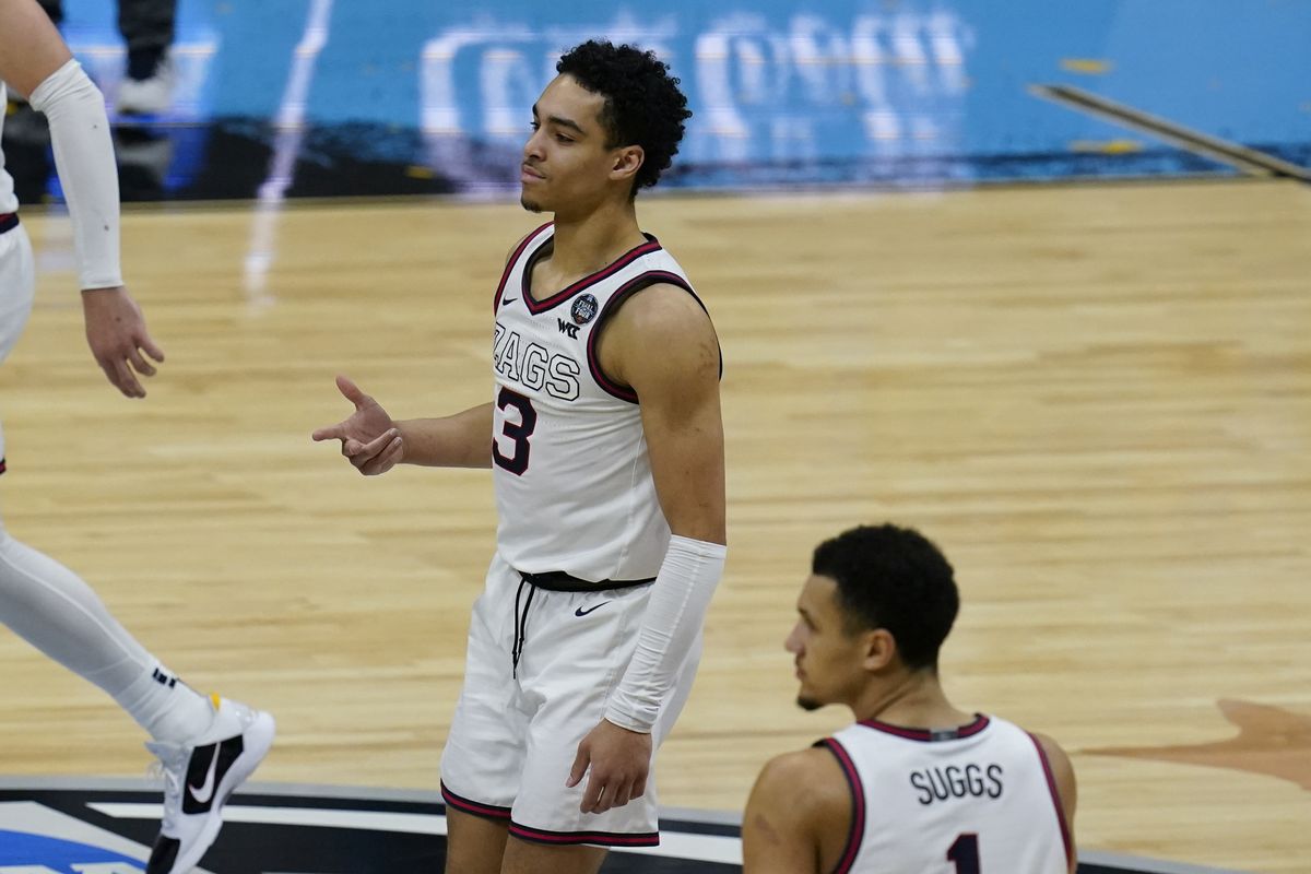Gonzaga guard Andrew Nembhard, known for his decision-making, passing and midrange game, is a strong candidate to lead the Zags in minutes played next season.  (Michael Conroy/Associated Press)