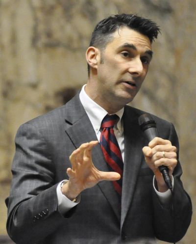 Rep. Kevin Parker, R-Spokane, speaks during a debate over the 2016 supplemental budget on the last day of the legislative session. (Jim Camden / The Spokesman-Review)