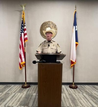 Comal County Sheriff Mark Reynolds gives an update on a school shooting in Bulverde, Texas, in which a 15-year-old student shot a female teacher before turning the gun on himself.  (Comal County Sheriff's Office)
