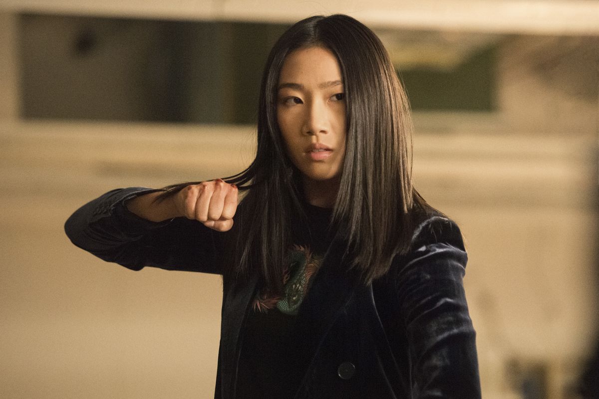 This image released by The CW shows Olivia Liang as Nicky Shen in a scene from “Kung Fu,” premiering on April 7.  (Kailey Schwerman)