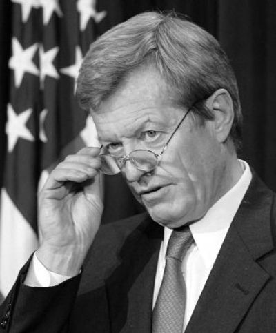 
Sen. Max Baucus, D-Mont., speaks Wednesday during a news conference on the minimum wage. 
 (Associated Press / The Spokesman-Review)