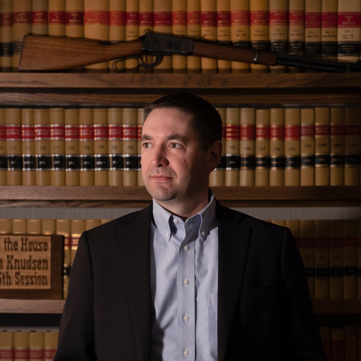Montana Attorney General Austin Knudsen, at his office in Helena, Mont., on April 11. Knudsen was the main proponent of the new state law banning TikTok.  (New York Times)