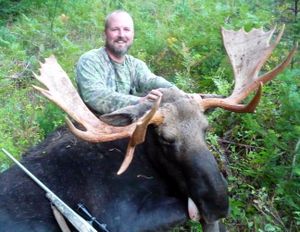 Alex Harris, 37, of Coeur d'Alene shot this 52-inch bull moose on Sept. 19, 2013, in Idaho's Unit 6 in the St. Joe River drainage. (Jacob Rothrock )