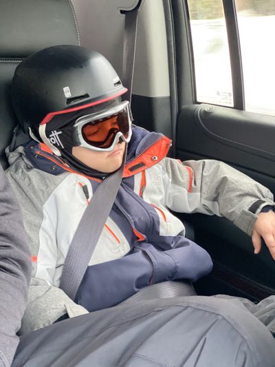 Hyrum Ditto reluctantly tries to pump himself up for another day on the ski mountain earlier this year.  (Julia Ditto)