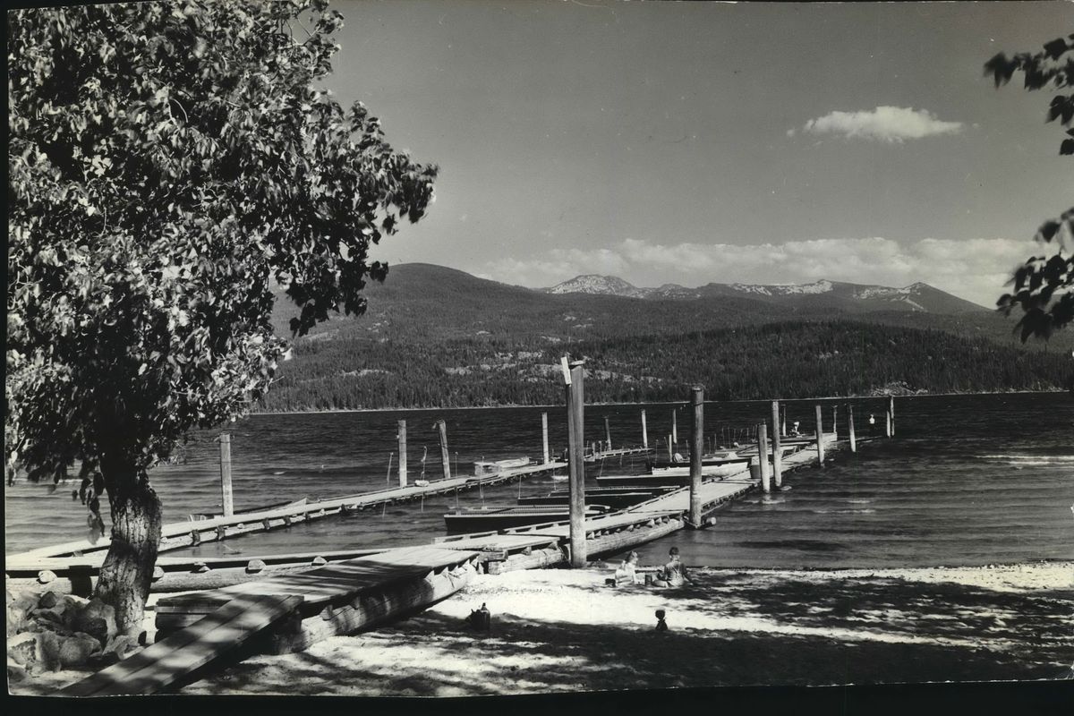 The docks at Elkins Resort on Priest Lake in 1937. Today’s resort, featuring a full-service marina, rental cabins and a fine dining restaurant, started in the 1930s as a summer-only camp catering to fishermen.  (Cowles Publishing)