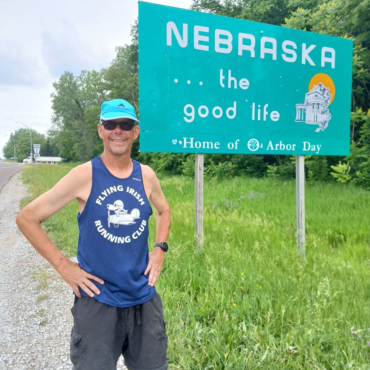 Peter Breach reached Nebraska on May 30, about halfway on his run across the United States.  (Courtesy)