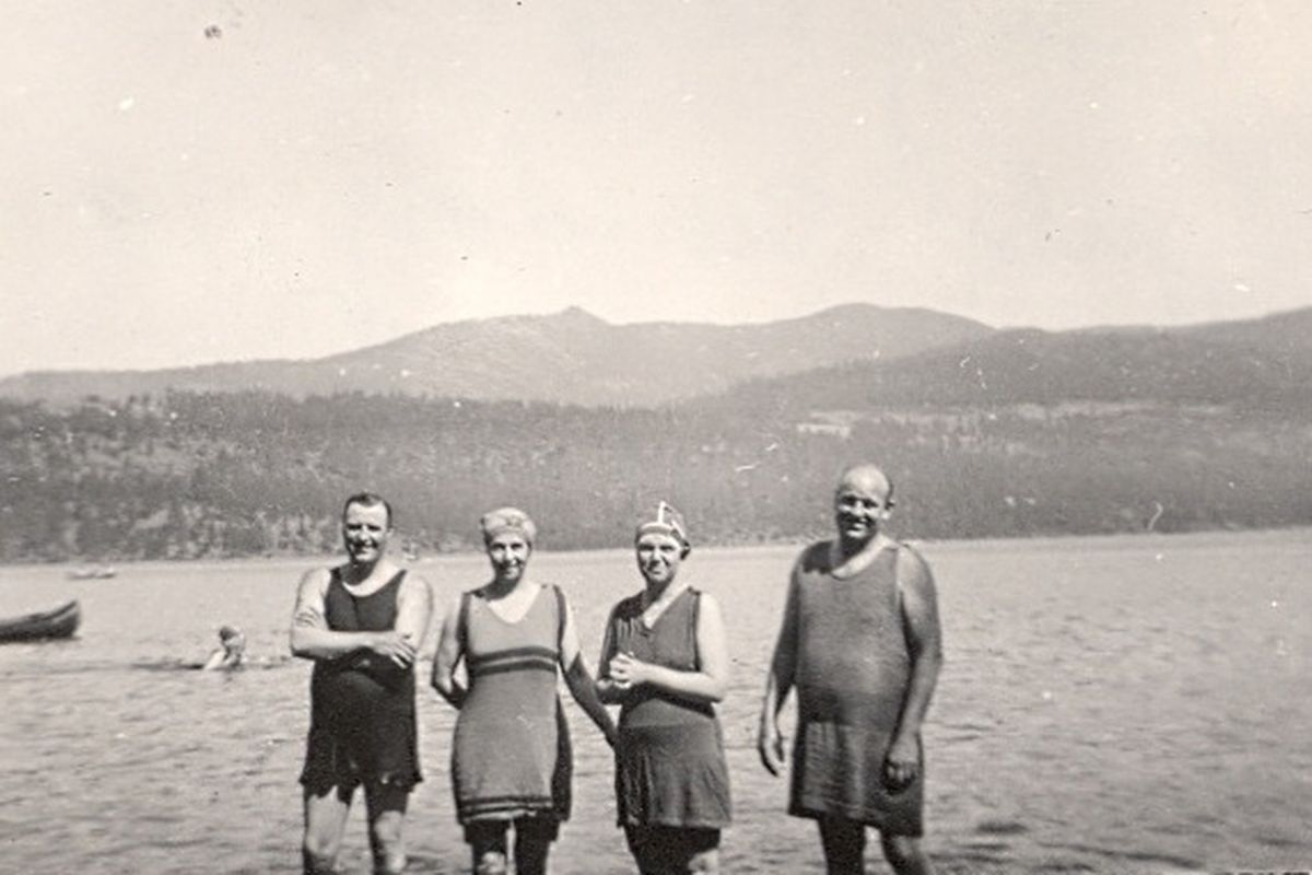 Charles Cowan, far left, stands next to his wife, Iowa King Cowan, and unidentified friends at Liberty Lake on a Sunday in July 1919.
