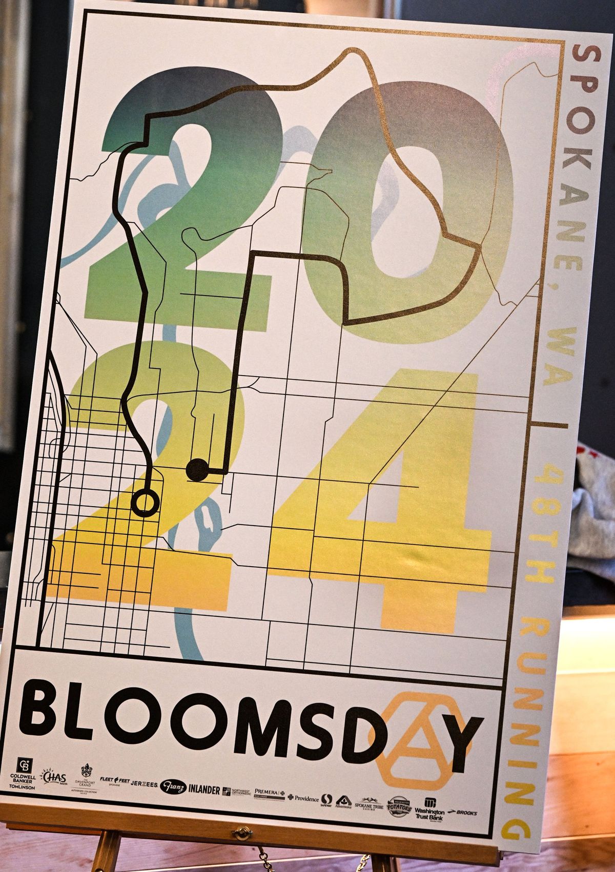 The Bloomsday 2024 race poster was designed by artist Art Mercz.  (DAN PELLE/THE SPOKESMAN-REVIEW)