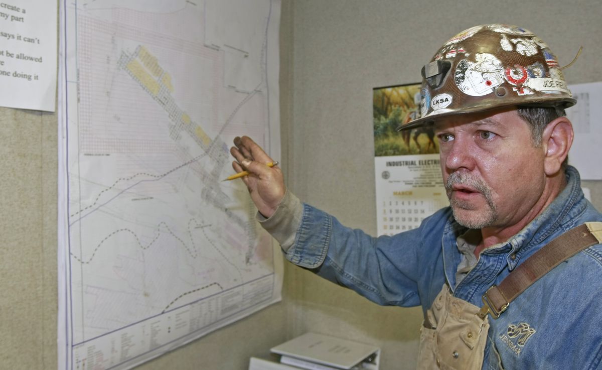 Mine manager Joe Fielder shows on a map a section of mine they had to close at the Horizon Coal Mine outside Helper, Utah, because of increased federal oversight. (The Spokesman-Review)