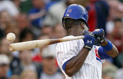 
Chicago's Alfonso Soriano is hit by a pitch during the second inning against Atlanta. Associated Press
 (Associated Press / The Spokesman-Review)