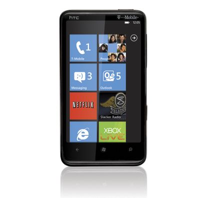  This product image provided by T-Mobile shows the HTC HD7 smart phone that runs Windows Phone 7. 