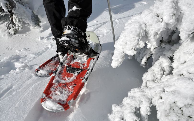 Modern snowshoes have easy-to-use binding systems and some sort of aluminum claw on the bottom for traction, even on ice. (Rich Landers)