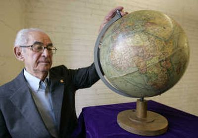 
John Barsamian, 91,  stands near a globe that was once Adolf Hitler's at San Francisco's Greg Martin auction house. Associated Press
 (Associated Press / The Spokesman-Review)