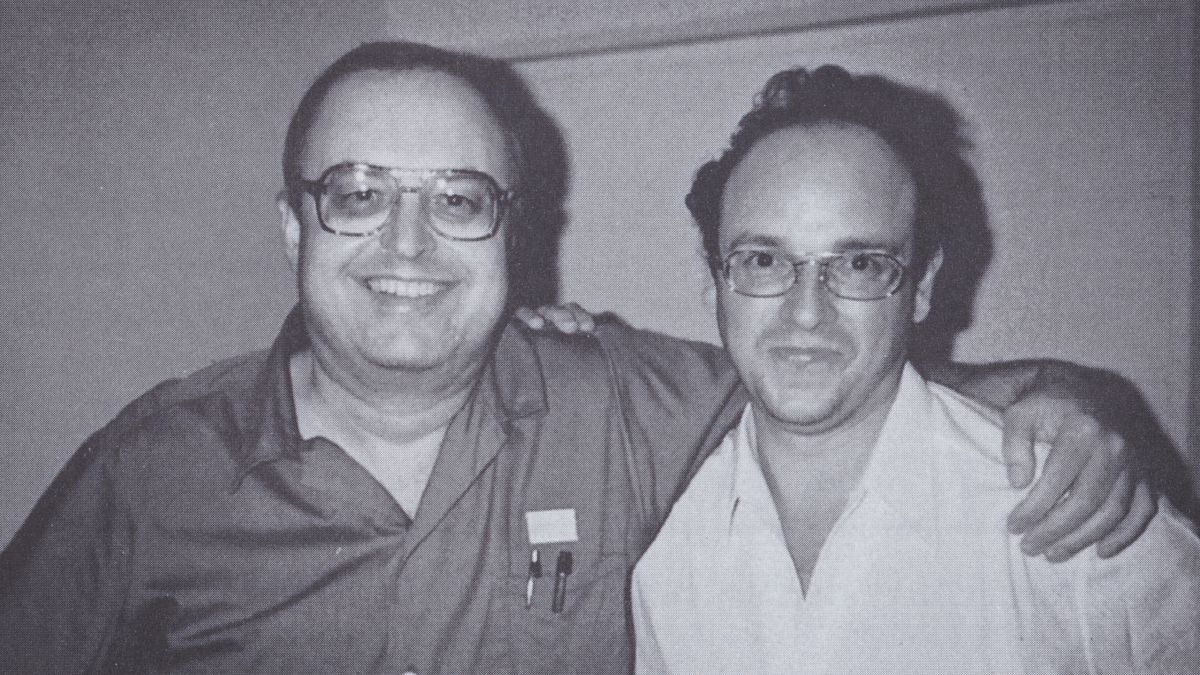 Stéphane Bourgoin poses for a portrait with convicted killer Gerard Schaefer after Bourgoin interviewed him in 1991. 