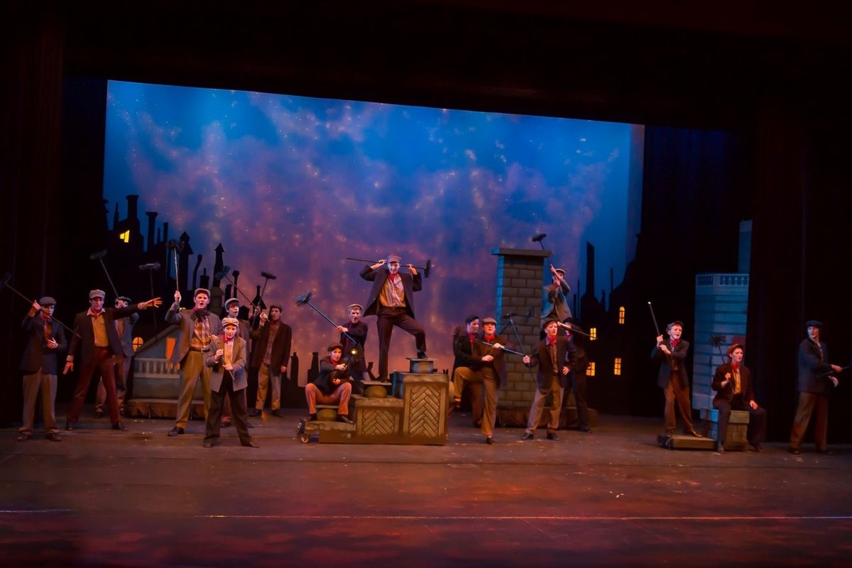 The U-Hi cast of “Mary Poppins” rehearses “Step In Time” number. (Daniel D. Baumer)