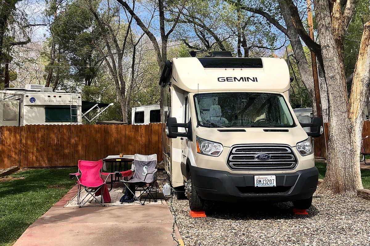 Besides offering nice exposure to sunshine, No. 35 at Rancho Sedona RV Park is near the WiFi tower. (Leslie Kelly)