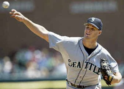 
 Mariners starter Gil Meche pitches against the Tigers Sunday. Meche won his third straight game.
 (Associated Press / The Spokesman-Review)