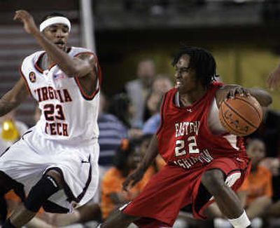 
EWU's Trey Gross drives past Virginia Tech's Malcolm Delaney on Wednesday night. Associated Press
 (Associated Press / The Spokesman-Review)